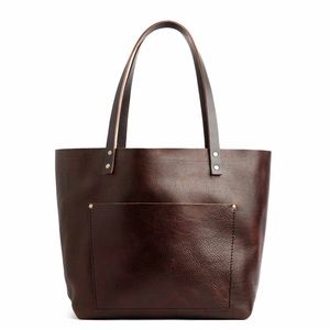 Large Portland Leather Tote - Coldbrew